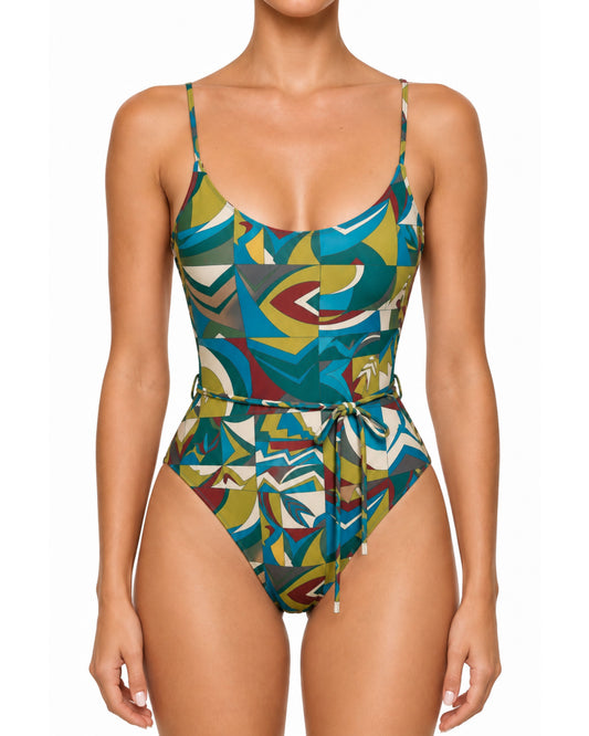 MIRIAN Crisscross One-Piece – Reversible Baralt Print / Deep Red Wine